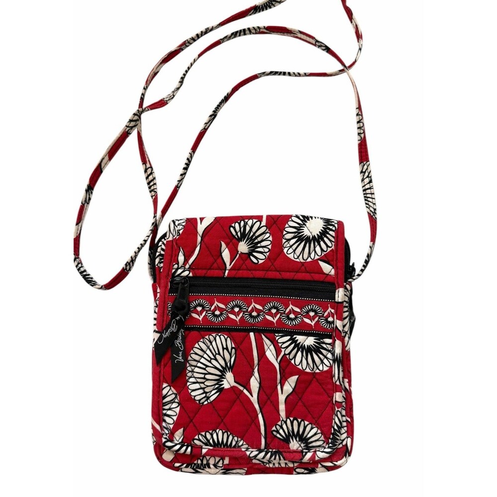 Vera Bradley Mini Hipster Crossbody Bag Deco Daisy Red Floral Retired Quilted